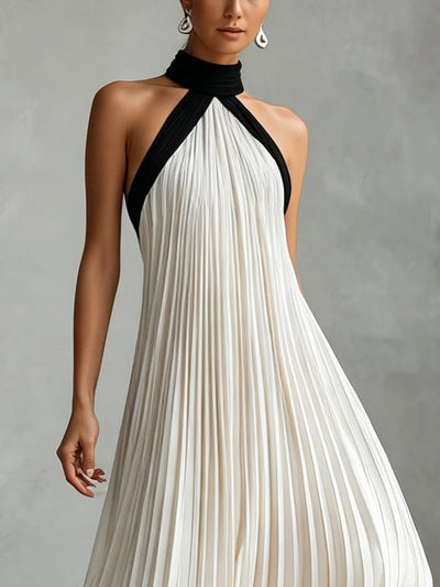 Vestido Exclusivo Cuello Halter Plisado Deina