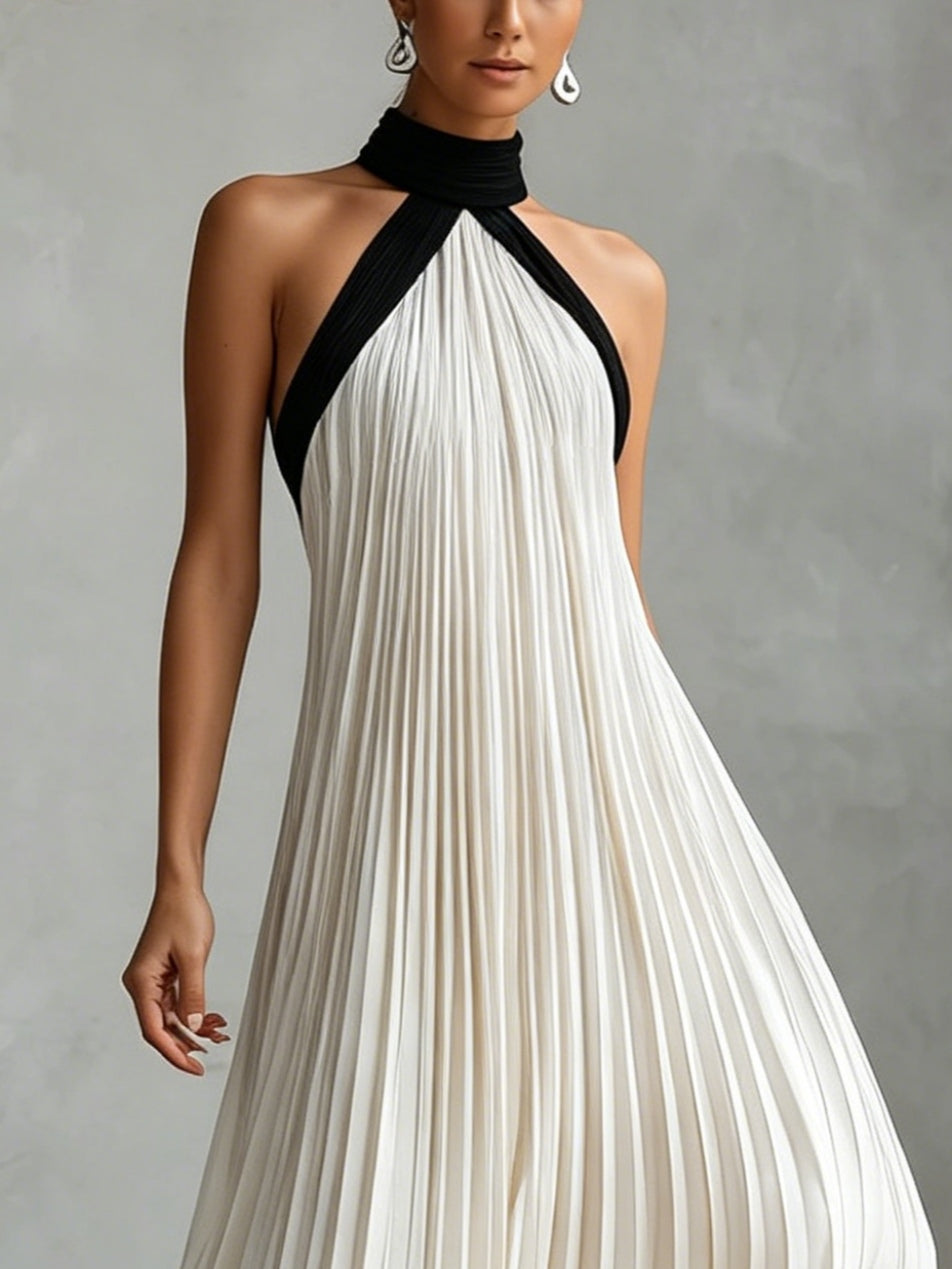 Vestido Exclusivo Cuello Halter Plisado Deina