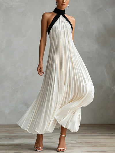Vestido Exclusivo Cuello Halter Plisado Deina