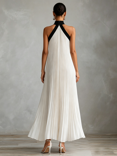 Vestido Exclusivo Cuello Halter Plisado Deina
