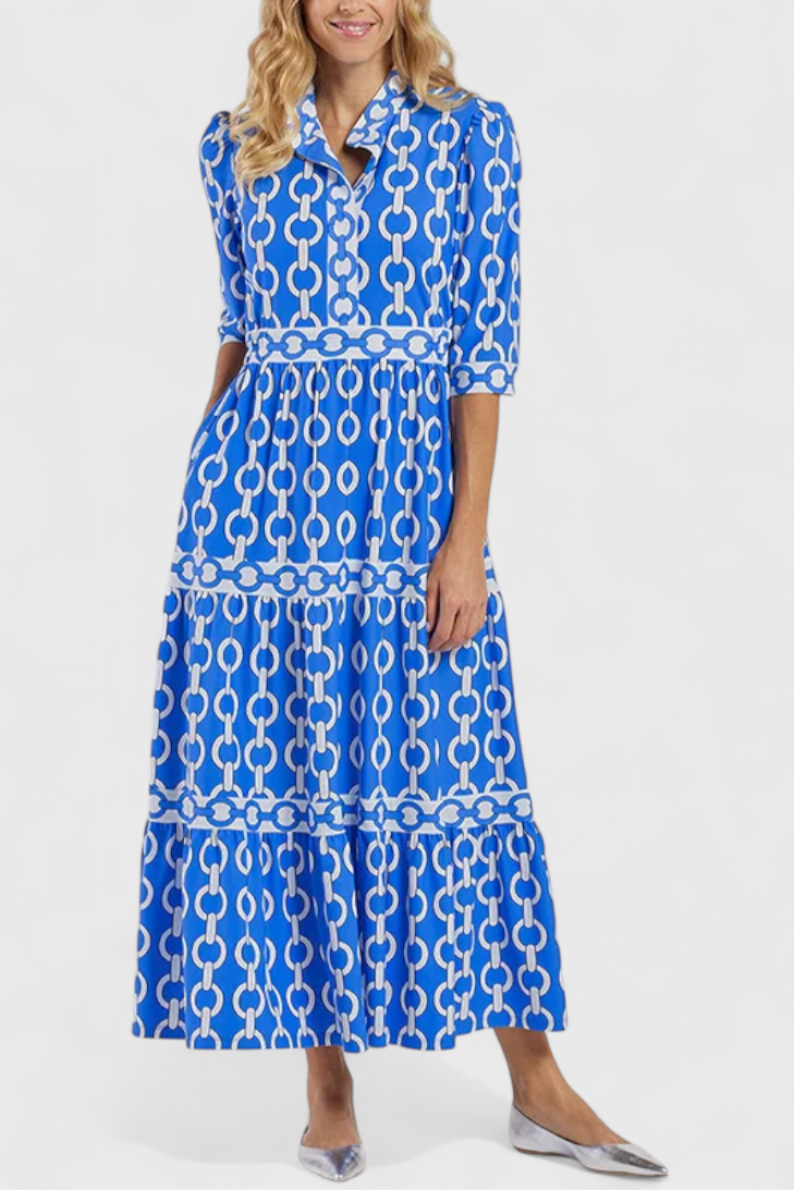 Vestido Midi con Estampado de Cadenas (LIQUIDACIÓN)