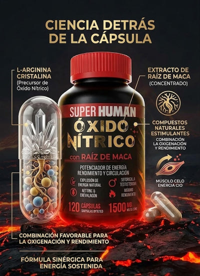 Óxido Nítrico con Raiz de Maca para Energía, Potencia y Rendimiento,