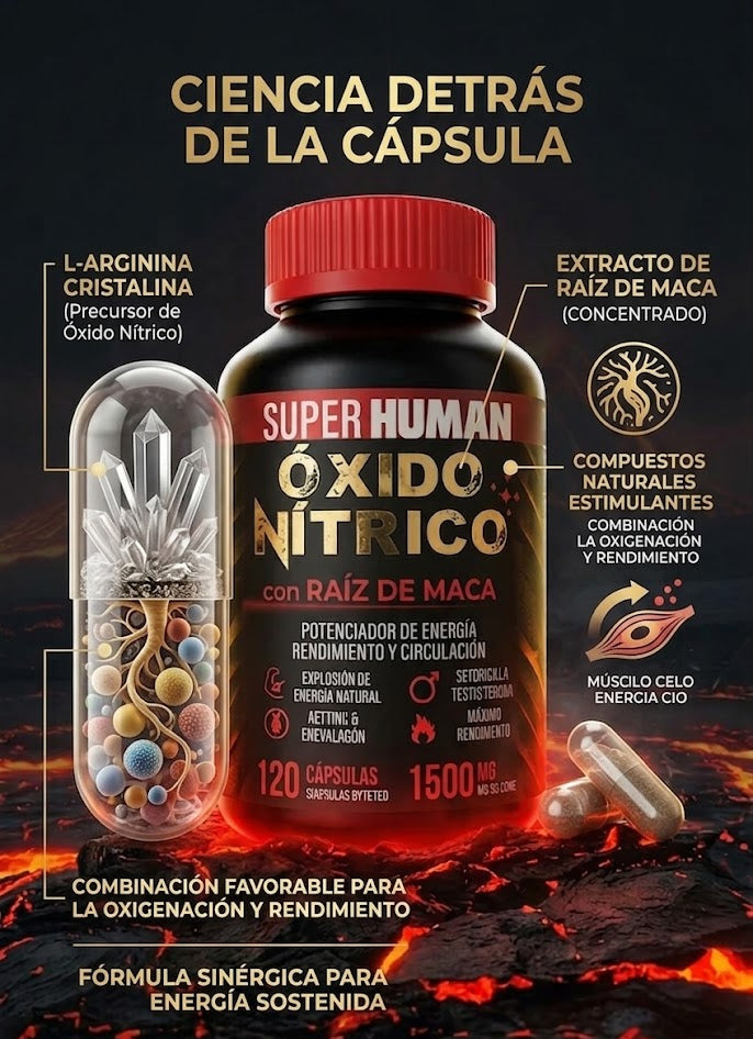Óxido Nítrico con Raiz de Maca para Energía, Potencia y Rendimiento,