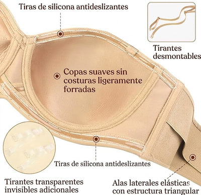 Sujetador sin Tirantes de Talla Grande con Aros 2X1