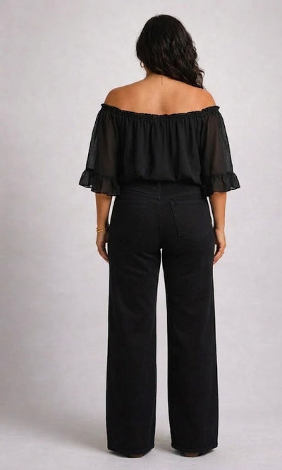 Jeans Wide Leg Flora Noir