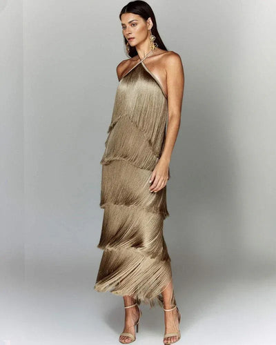 Vestido Elegante de Flecos Abril