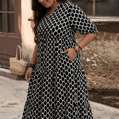 Maxi Vestido Geométrico Ébano