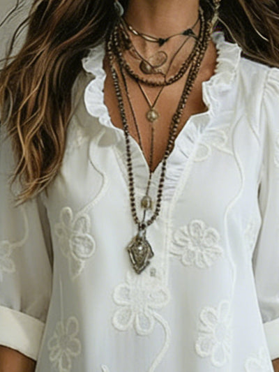 Vestido Retro con Cuello con Volantes