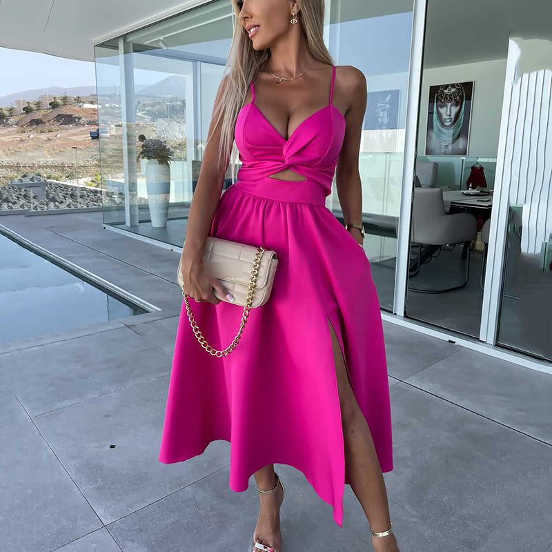 💖Venta limitada 50% de descuento💖Vestido de mujer con tirantes finos y abertura alta