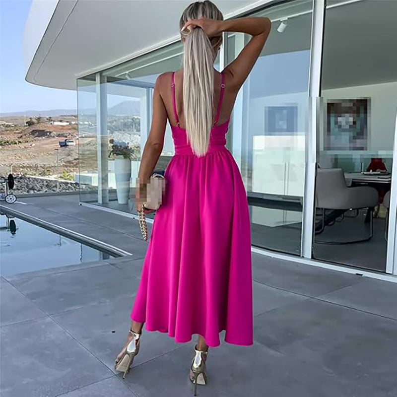 💖Venta limitada 50% de descuento💖Vestido de mujer con tirantes finos y abertura alta
