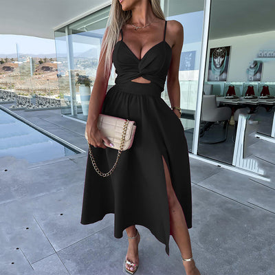 💖Venta limitada 50% de descuento💖Vestido de mujer con tirantes finos y abertura alta