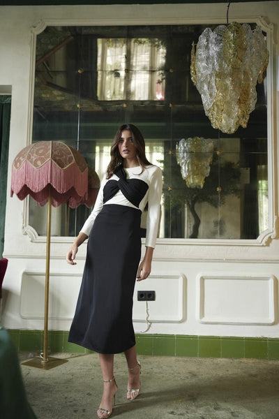 Vestido Miel Bicolor - Atelier Invitada S.L