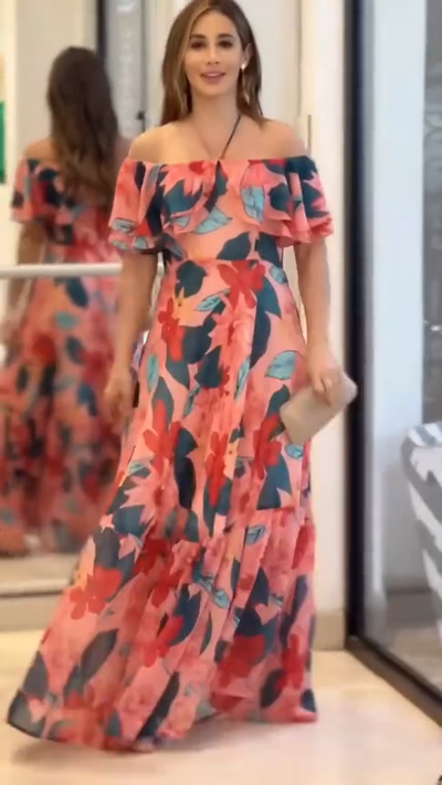 Vestido Glam Largo Flora