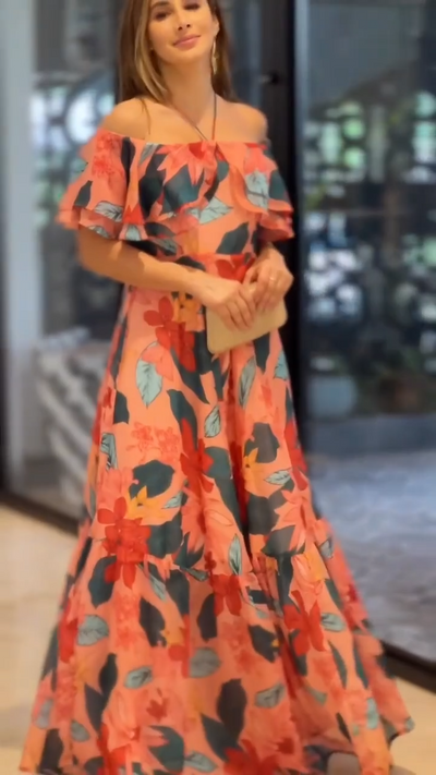 Vestido Glam Largo Flora